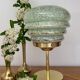 Vintage art deco globe table lamp in green and gold Clichy glass