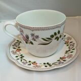 Tasse et Soucoupe Ancienne Fleurs en Porcelaine de Paris/Limoges