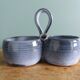 Glazed terracotta double salt dish