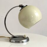 Art Deco chrome and beige opaline table lamp