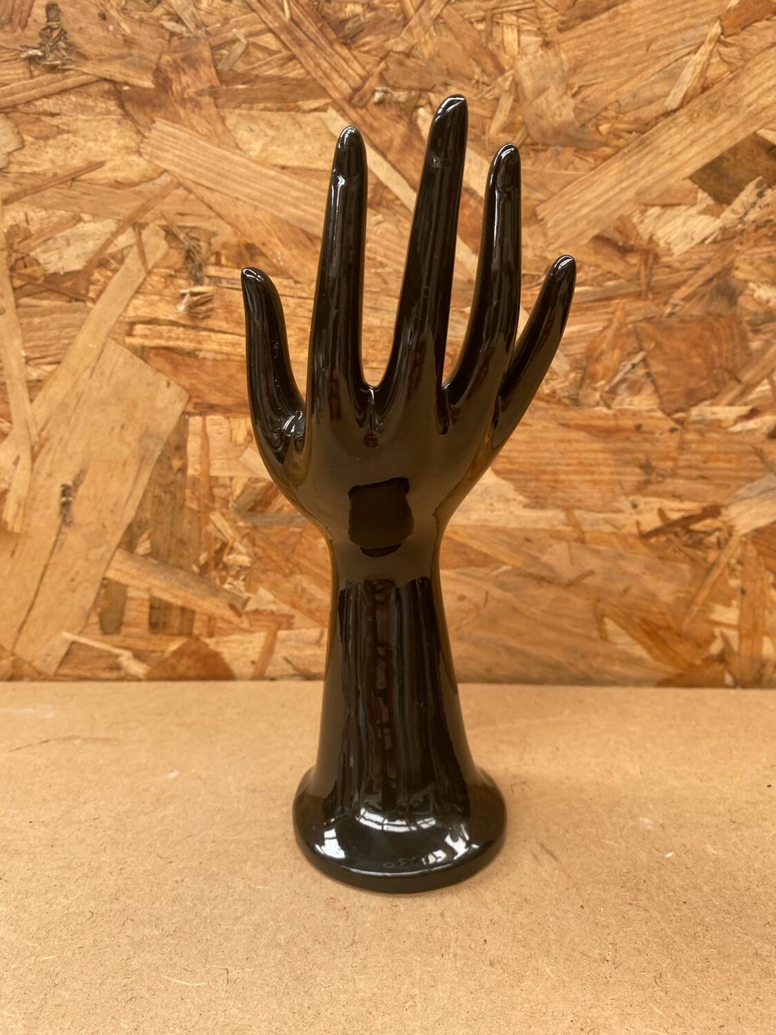Antique Black Ceramic Hand Soliflore Ring Sizer Vintage Decoration
