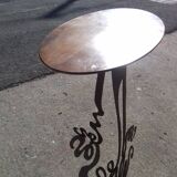Harness in steel and Walnut oval tray