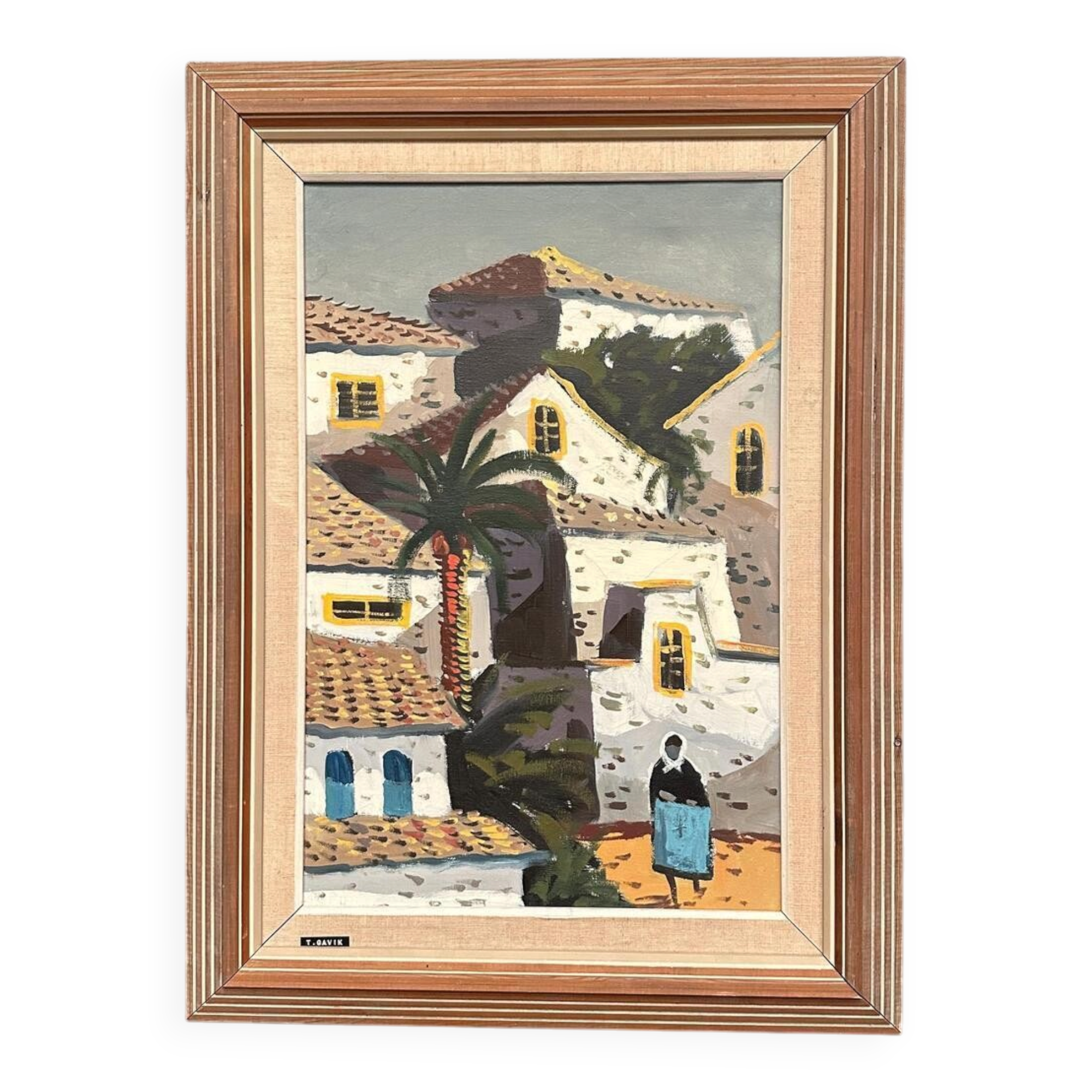 Huile sur toile originale – « Malaga, Espagne » par Tage Gavik – Signé