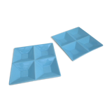 Two square ceramic plates, with 4 compartments