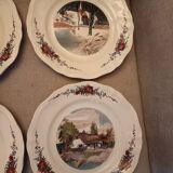 6 flat plates Sarreguemines Obernai décor Alsace