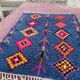 Berber rug 3x2M Thick wool deep blue & multicoloured Berber patterns