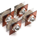 Series of 4 square wall sconces in Plexiglas and metal, 1970