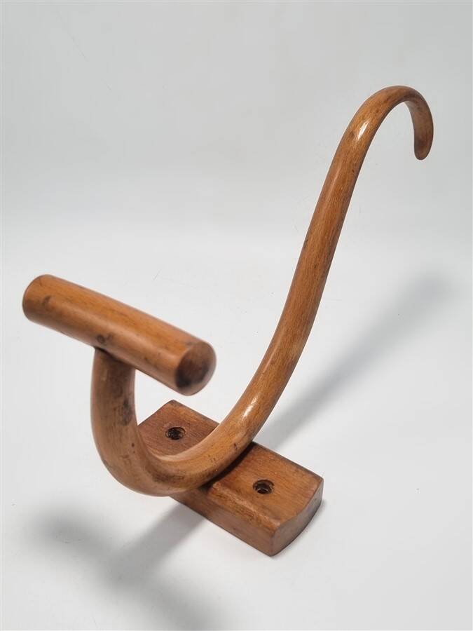 Curved wooden coat hook