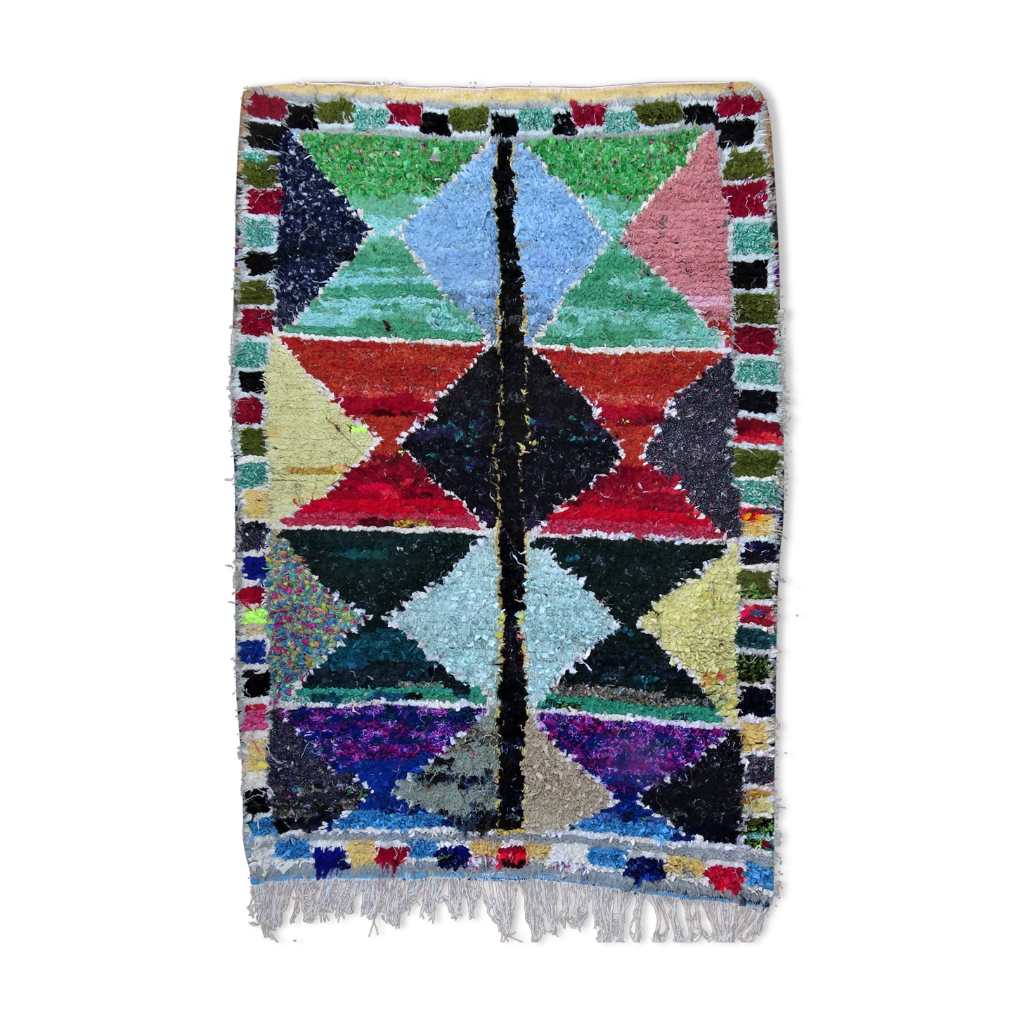 Authentic Moroccan Berber carpet kilim boucherouite 215X145 cm T49156