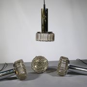 Space Age ceiling lamps bubble glass and chrome by Staff, Set of 4, 1970s