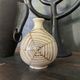 Vase ball ceramic vintage spider pattern signed mid century