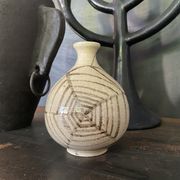 Vase ball ceramic vintage spider pattern signed mid century