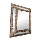 Mirror with embossed brass and mercury glass glazing beads, 19th century