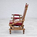 1970s, Danish highback rocking chair, oak wood, furniture wool, original condition.