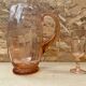 Antique Pink Blown Glass Pitcher Set + 6 Vintage Liqueur Glasses
