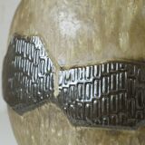 Vintage ceramic floor pampas grass vase brown fat lava pottery Germany 70's