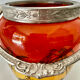 Art Deco biscuit jar in tango orange glass - Egypt Desert decor