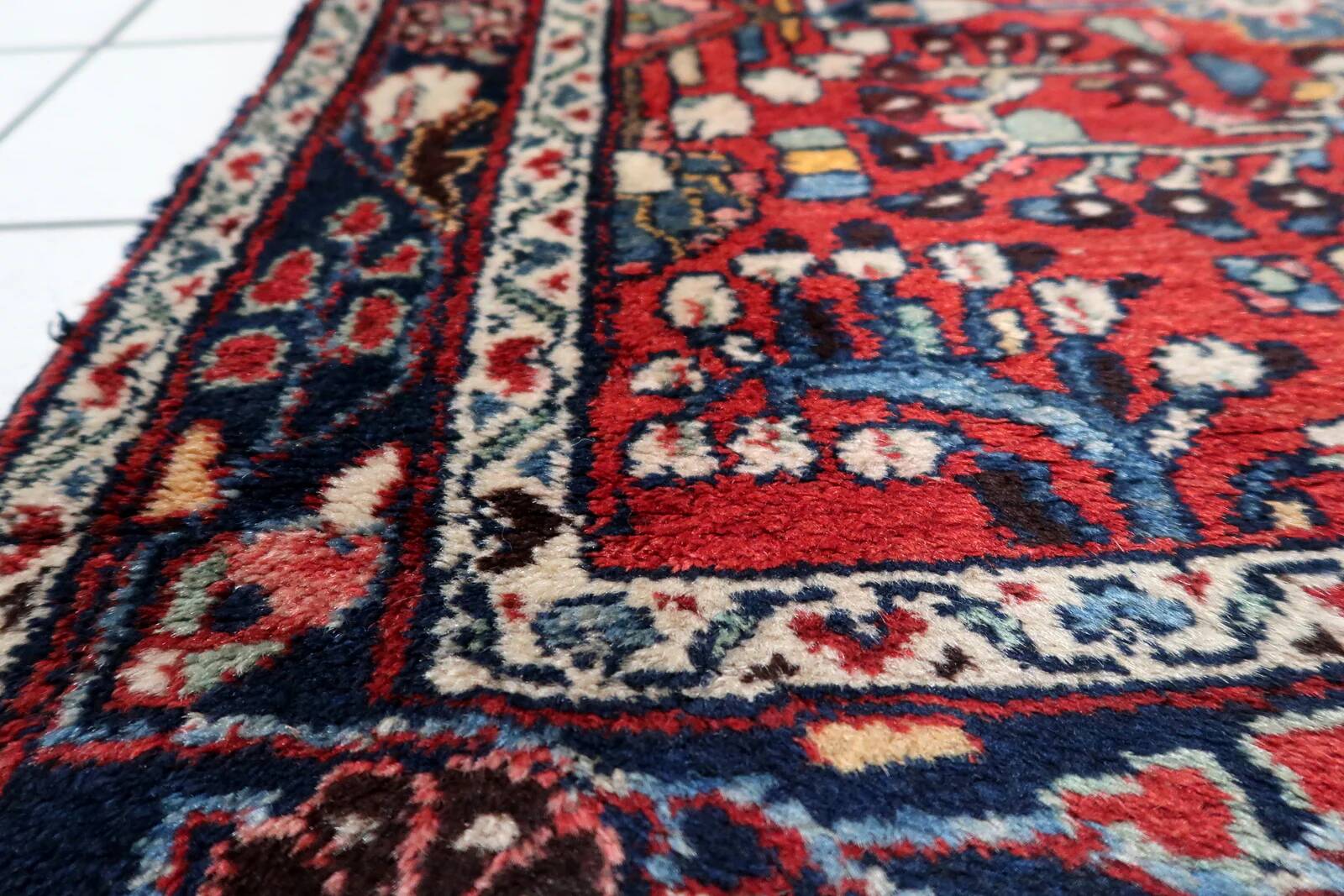 Couloir persan antique Hamadan fait main 3,5' x 9,9' années 1920 - 1C1211