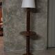 Neo-rustic floor lamp made of turned wood in the style of Charles Dudouyt.