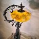 large wrought iron work lamp Andalusian style 1900 marbled opaline,,,, 49x25 magnificent and rare