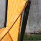 Napoleon III folding chair armchair black wood & vintage yellow fabric