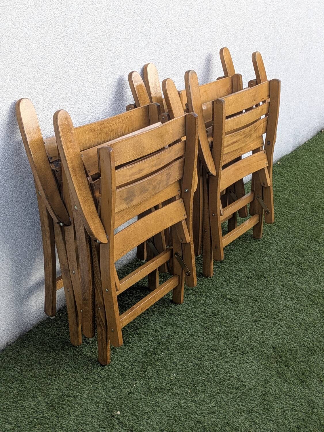 4 vintage folding garden armchairs – French work 1970-80