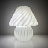 Vintage Murano Italy mushroom lamp with glossy white spiral decoration