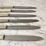 set of 6 white bakelite knives from the 60s