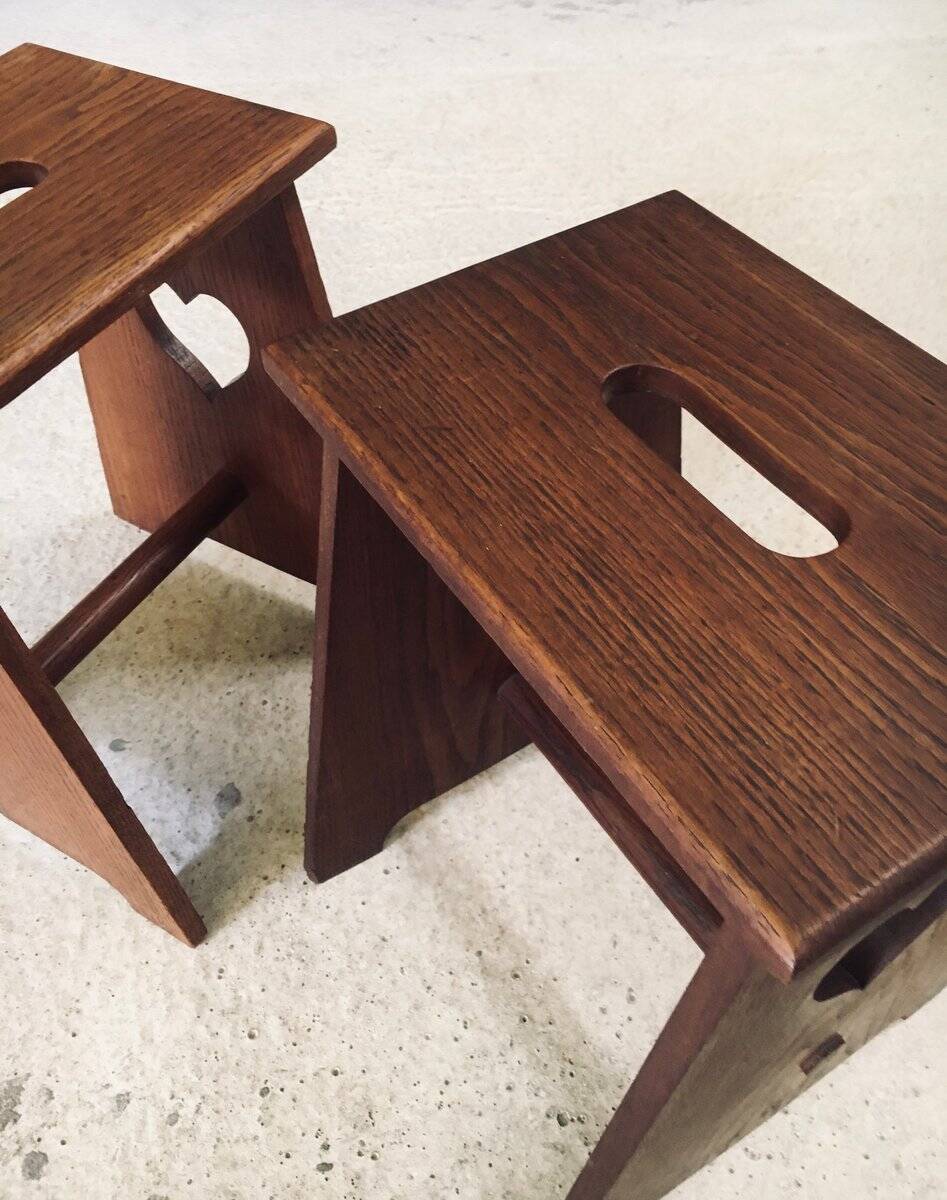 Arts & Crafts Heart Stools, Belgium, 1920s, Set of 2