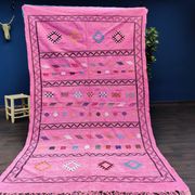 Moroccan Berber carpet handmade ethnic pink 140x245 cm