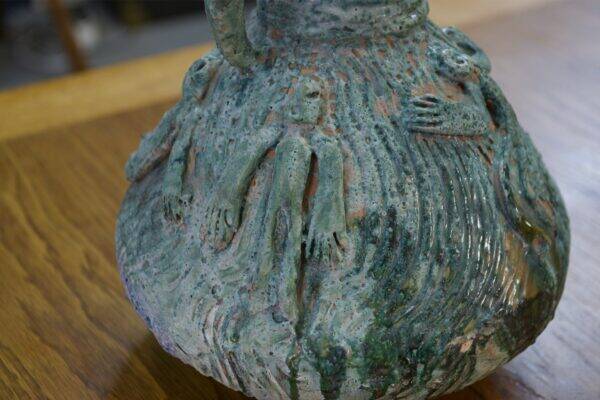 Designer ceramic vase in terracotta signed 1968