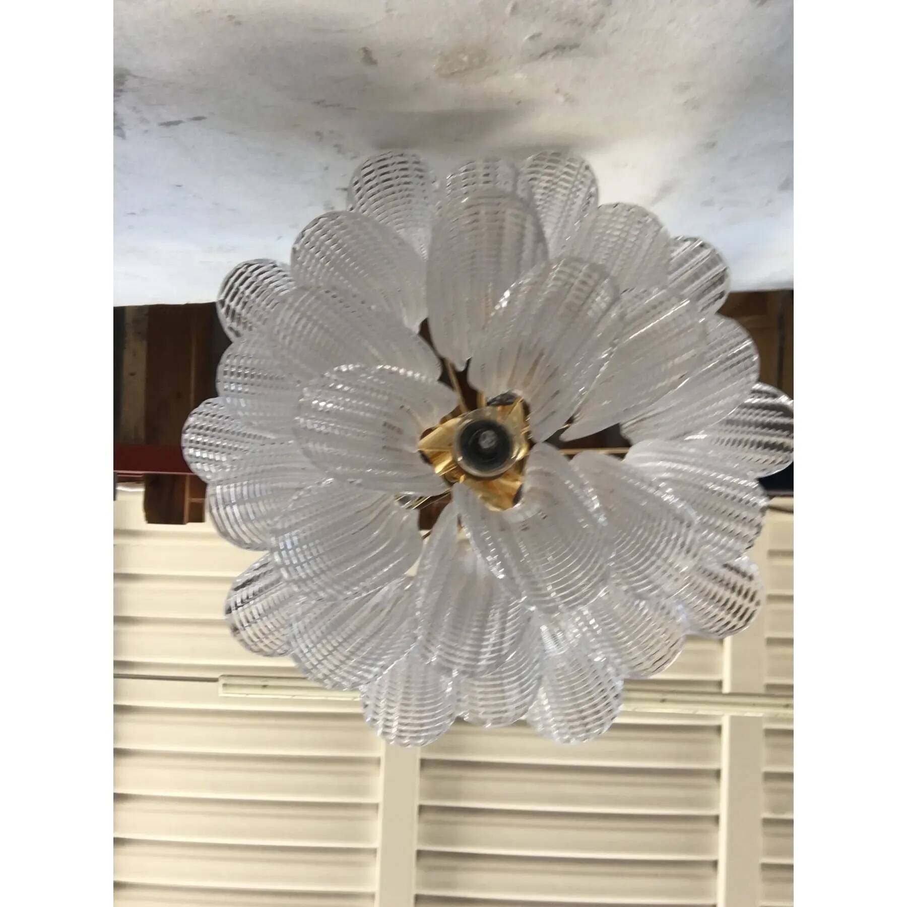Sculptural Pair of Mazzega Style Murano Glass Selle Chandeliers