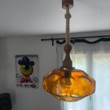 Vintage glass and teak suspension