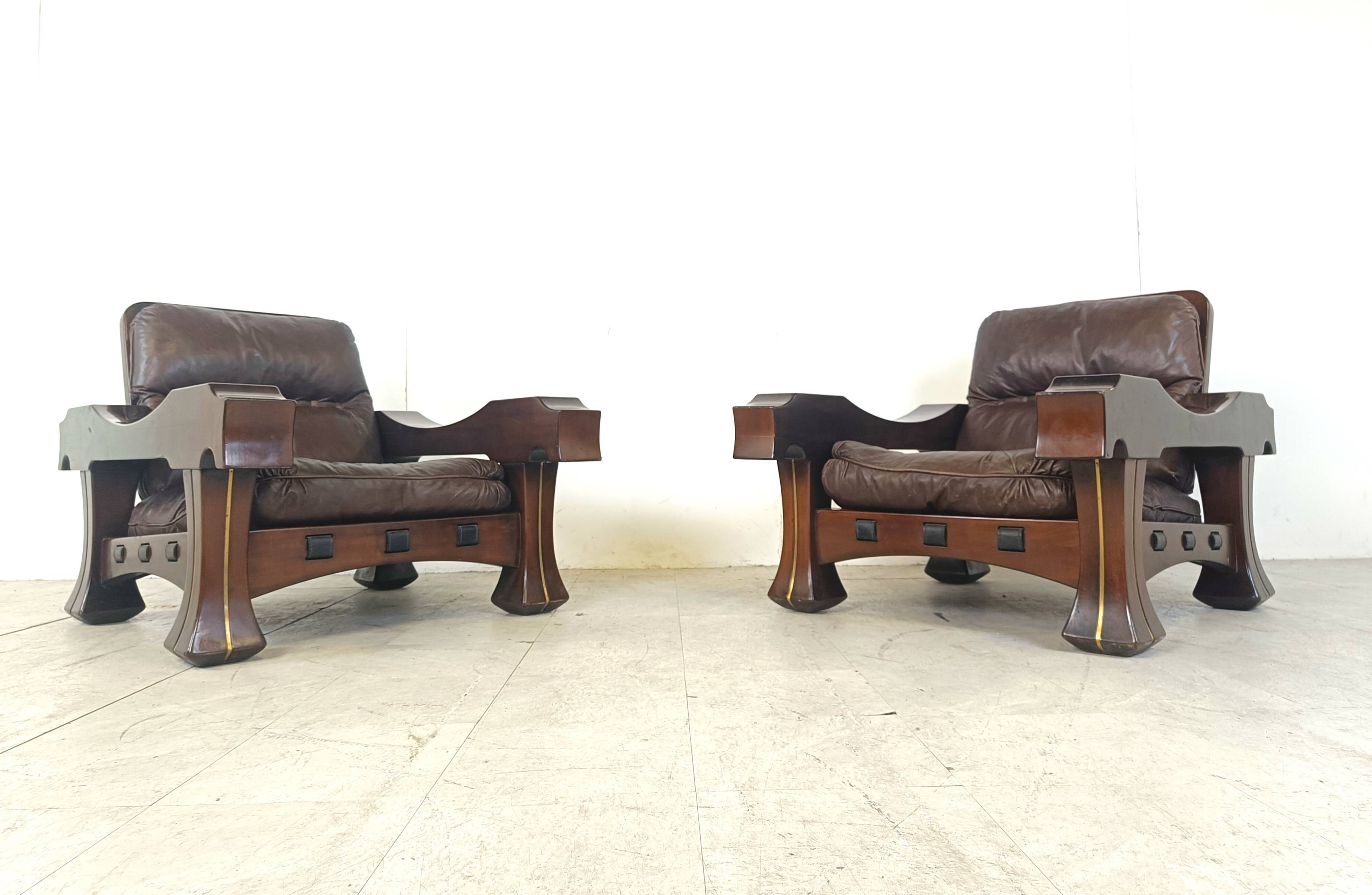 Pair of Ussaro model armchairs by Luciano Frigerio, 1960s