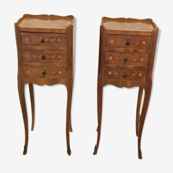 Pair of bedsides Louis XV rosewood marquetry