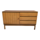 wood sideboard 3 drawers 1 door 1970s