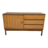 wood sideboard 3 drawers 1 door 1970s