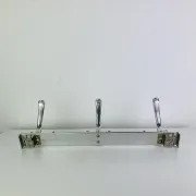Wall-mounted coat rack, strip of 3 aluminium hooks from the 1960s.