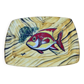 Large Wall Plate signed Vintage Vallauris – Bark & Fish Decor – 38