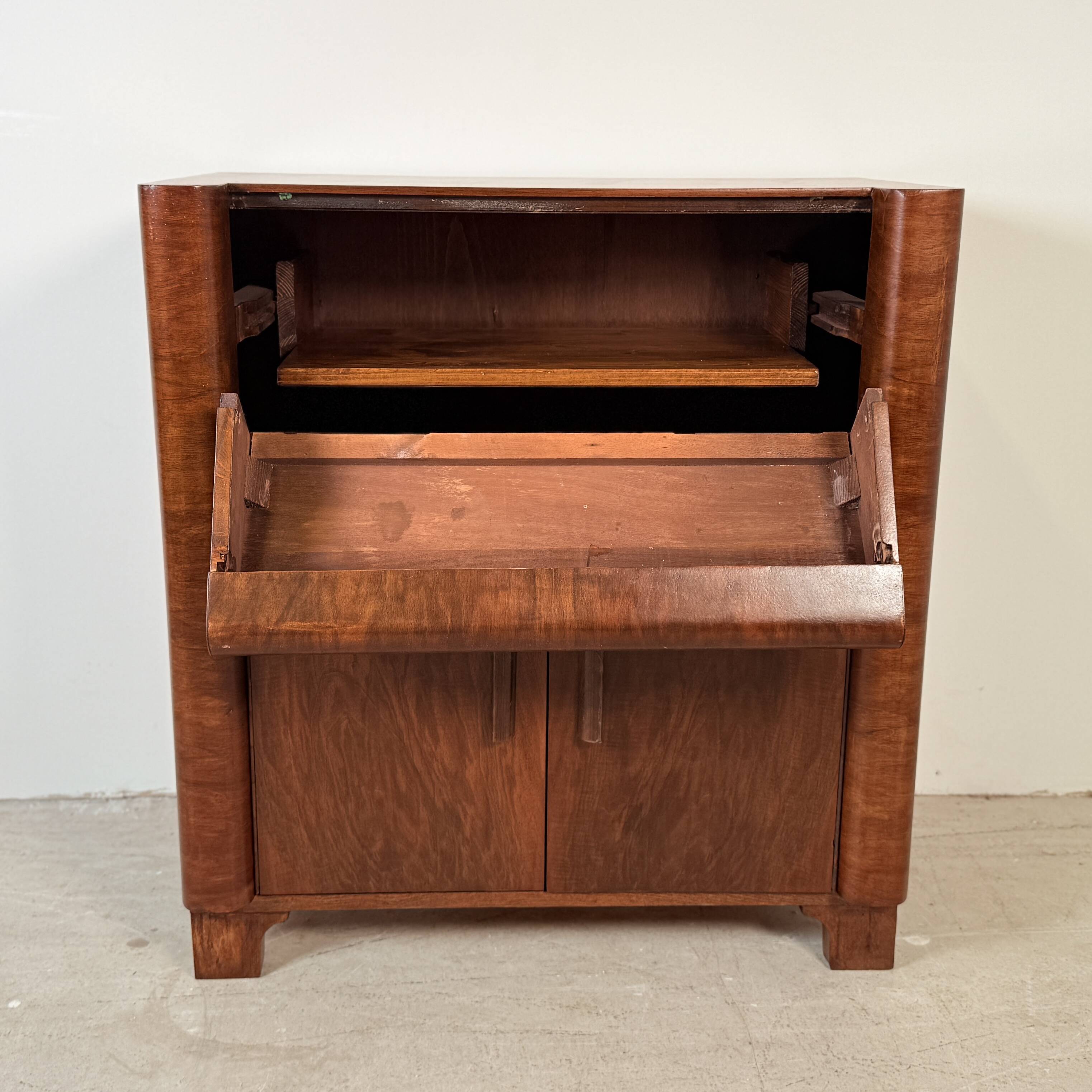 Art Deco audio cabinet with pull-out drawer