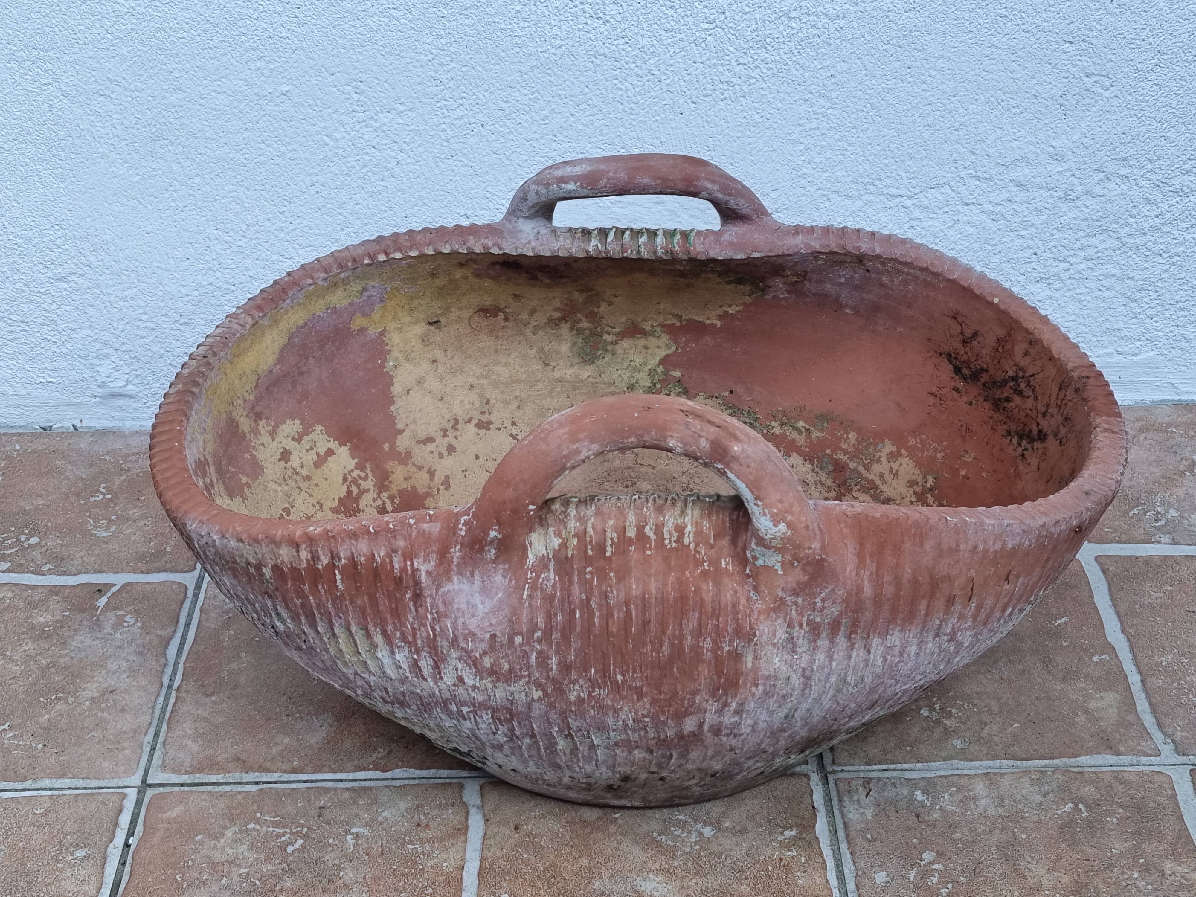 Terracotta planter "basket" with handles, 50 cm
