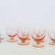 Set of 6 walking glasses in pink crystal, vintage, 1950, mid century