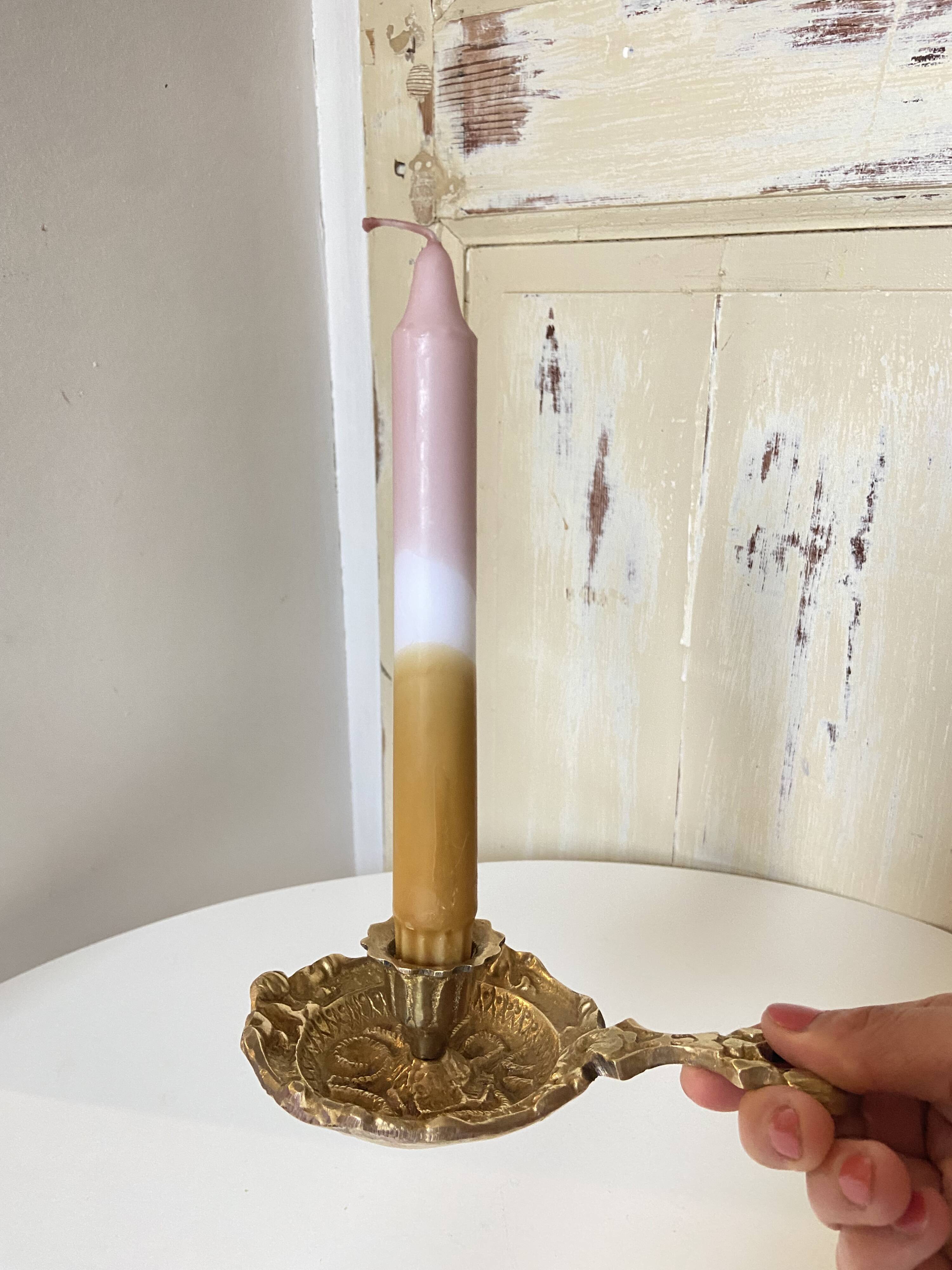 Antique Brass Candle Holder "Cell Rat" - Rustic Elegance