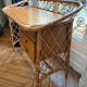 Bureau vintage Bonton en rotin et bois, 3 tiroirs