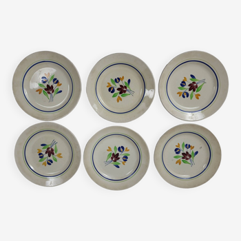 6 flat plates in Gien earthenware, Béatrice model