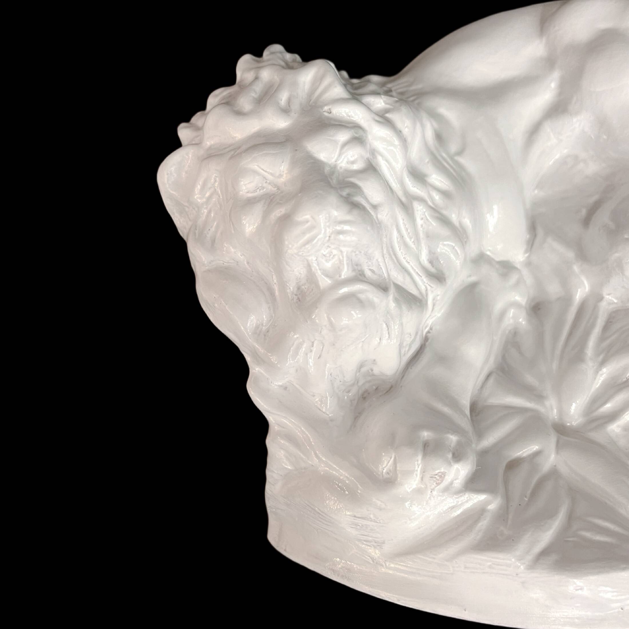 White clay, large Art Deco lion figure, Czech Republic, early 20th century