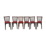 6 Baumann bistro chairs, Parisian beechwood and red ska - old and vintage