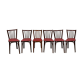 6 Baumann bistro chairs, Parisian beechwood and red ska - old and vintage