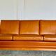 Mid-century vintage Danish 3-person sofa in cognac leather by Nili Stoppmøbler
