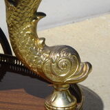 Double tray trolley in brass and formica